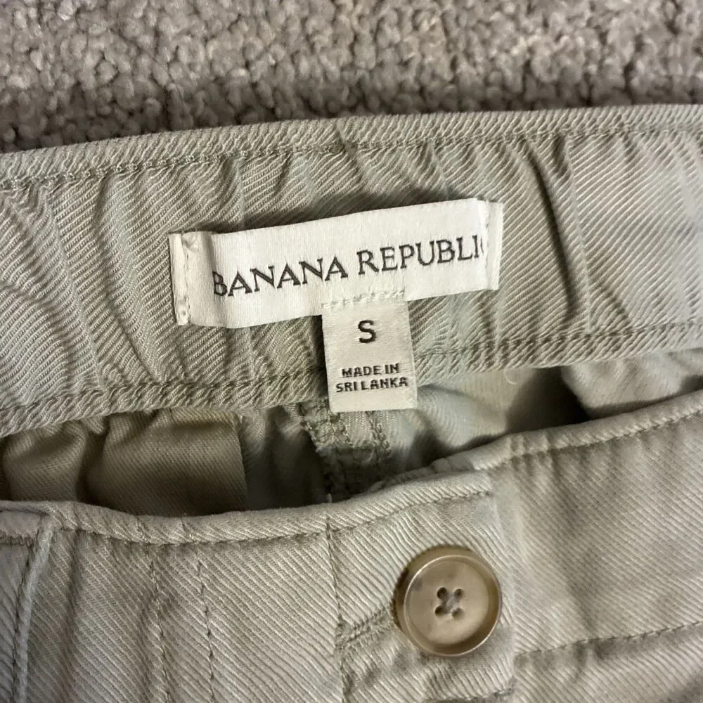 Banana Republic Women's Super-Soft Soma Mid-Rise Wide-Leg Pants Green Tea Sz S